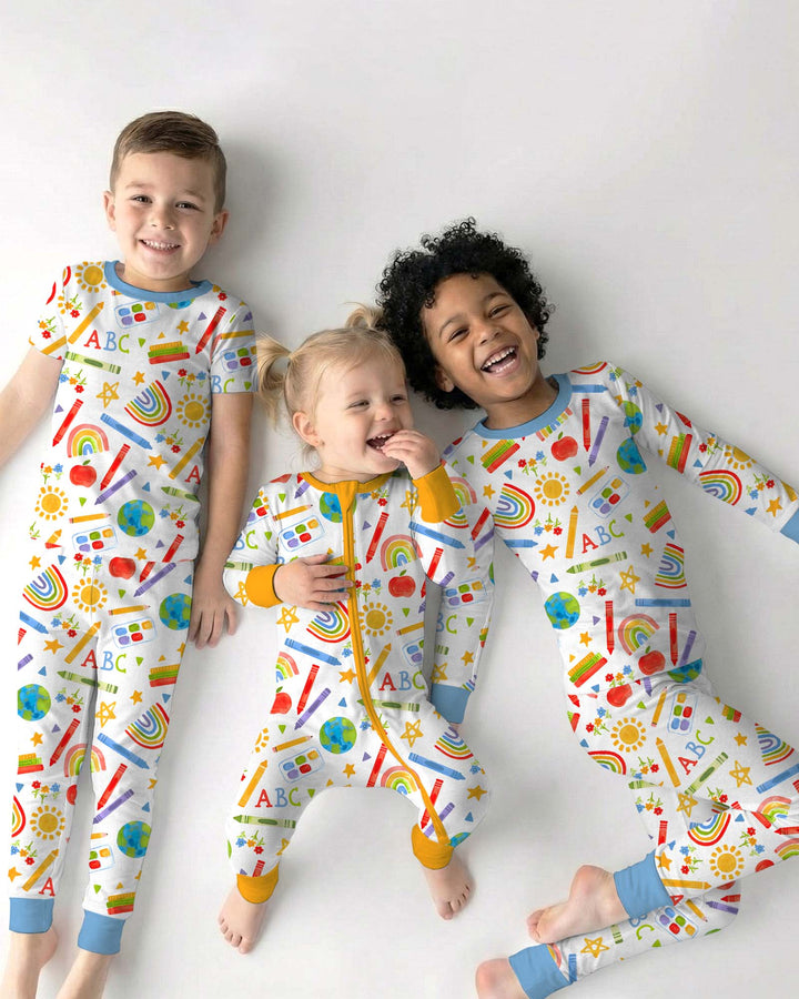 School Scribbles Bamboo Two Piece Long Sleeve Pajama Set
