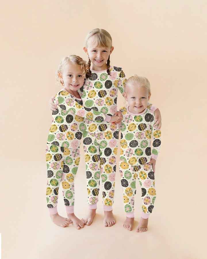 Pysanky Eggs Family Matching Bamboo Two Piece Long Sleeve Pajama Set