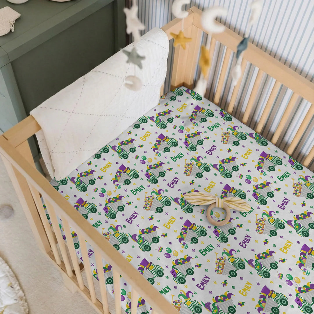 Mardi Gras Trucks Bamboo Fitted Crib Sheet
