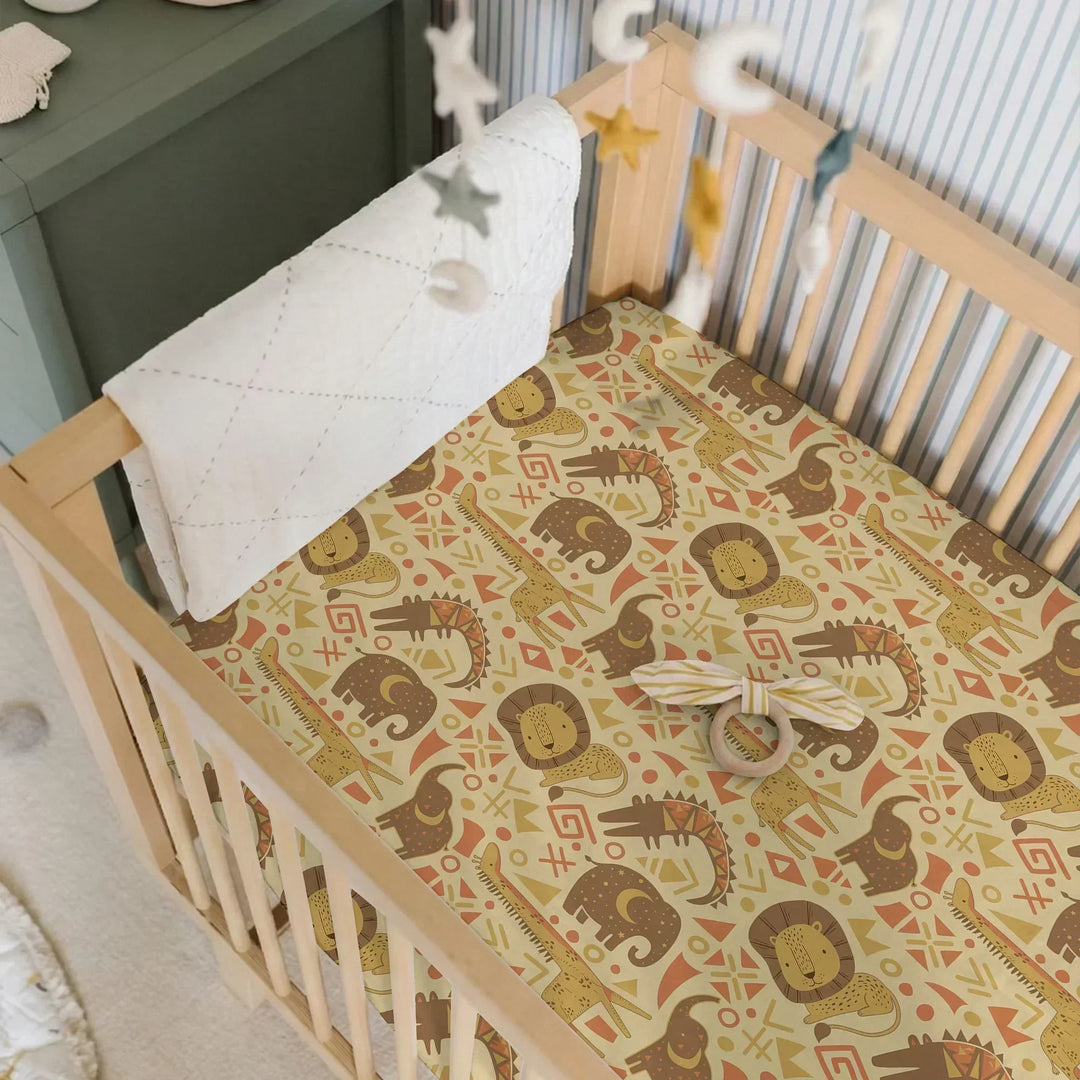 African Animals Spirit Bamboo Fitted Crib Sheet