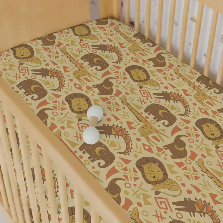 African Animals Spirit Bamboo Fitted Crib Sheet