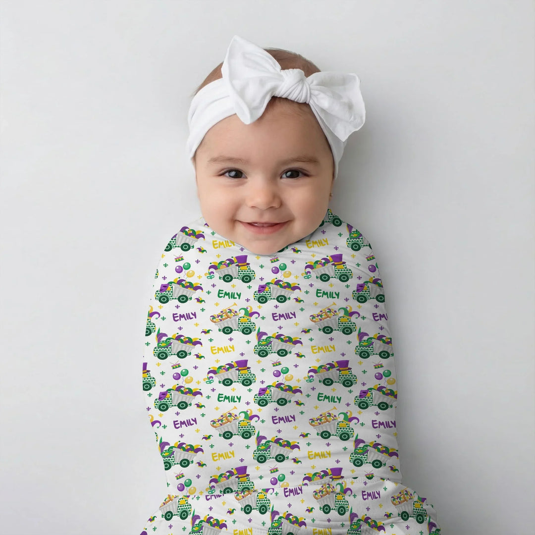 Mardi Gras Trucks Bamboo Swaddle Blanket