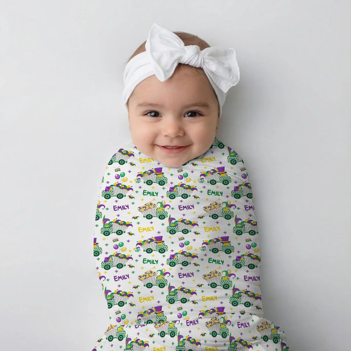 Mardi Gras Trucks Bamboo Swaddle Blanket