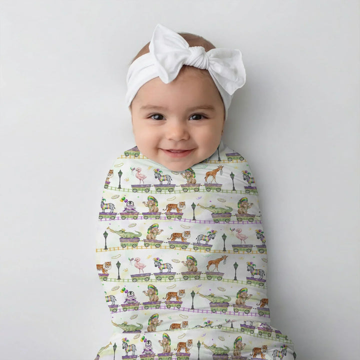 Mardi Gras Jungle Krewe Bamboo Swaddle Blanket