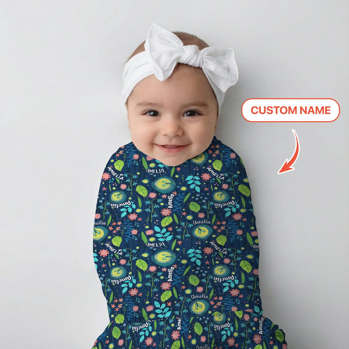 Nighttime Bugs Custom Name Bamboo Swaddle Blanket