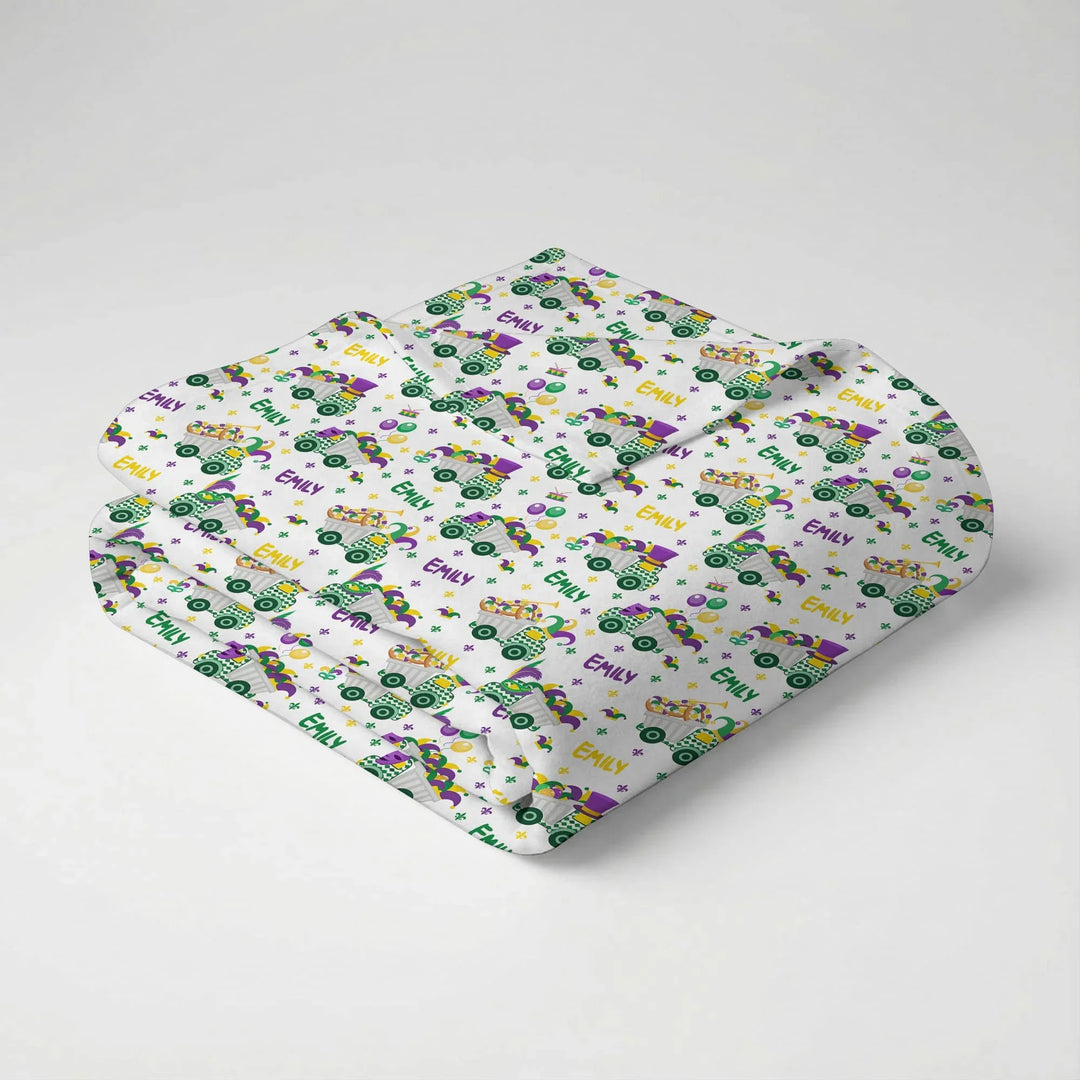 Mardi Gras Trucks Bamboo Swaddle Blanket