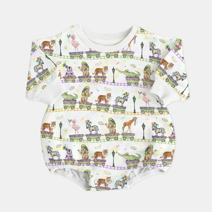 Mardi Gras Jungle Krewe Bamboo Bubble Romper