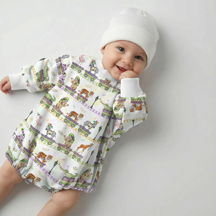Mardi Gras Jungle Krewe Bamboo Bubble Romper