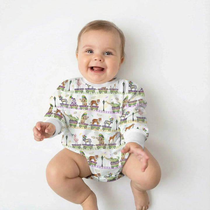 Mardi Gras Jungle Krewe Bamboo Bubble Romper