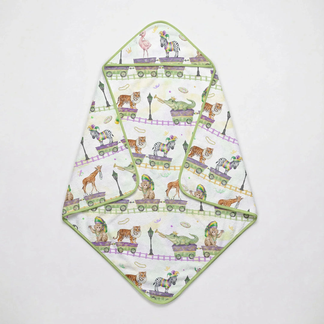 Mardi Gras Jungle Krewe Hooded Bamboo Towel Set
