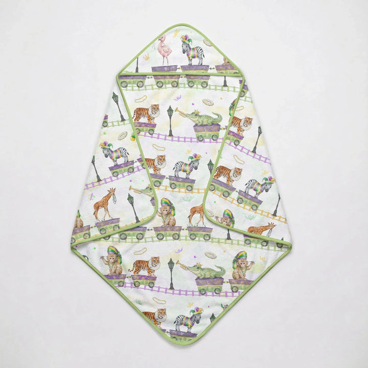 Mardi Gras Jungle Krewe Hooded Bamboo Towel Set