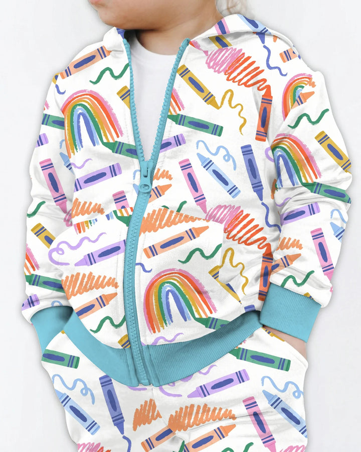 Crayon Chaos Bamboo Zip Hoodie