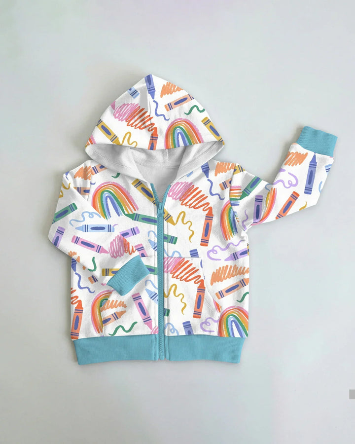 Crayon Chaos Bamboo Zip Hoodie