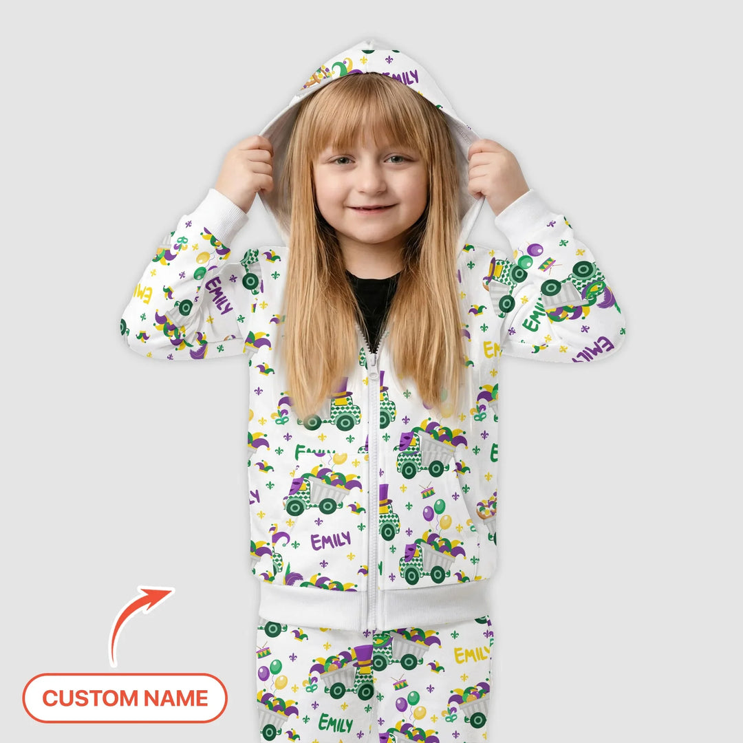 Mardi Gras Trucks Bamboo Zip Hoodie