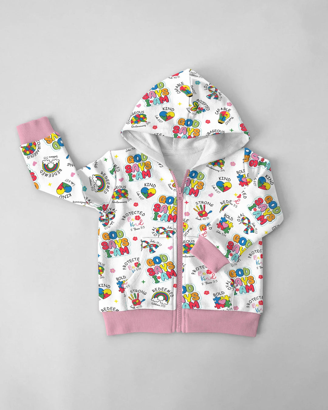 God Says I Am Autism Awareness Bamboo Zip Hoodie