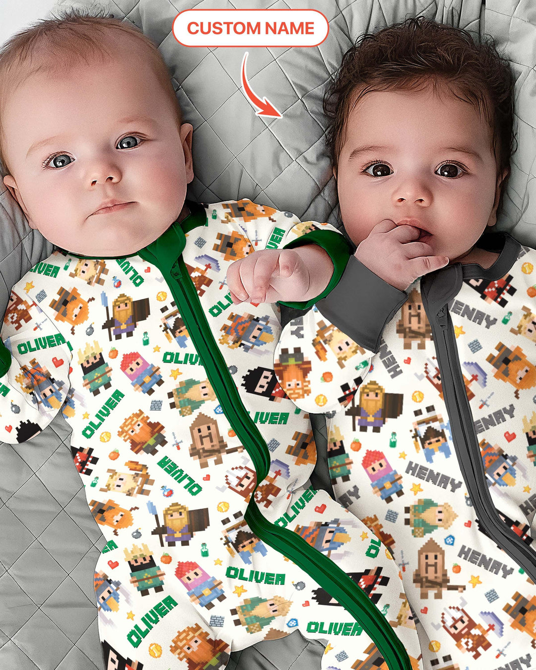 Blocky Buddy Squad Custom Name Bamboo Convertible Zippy