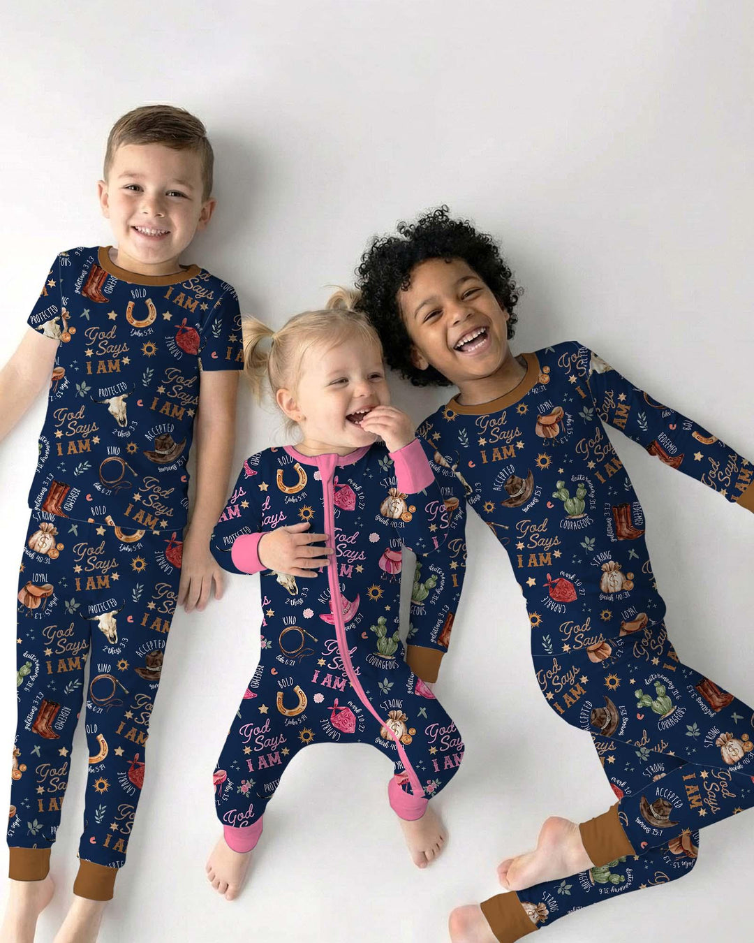 God Says I Am Western Faith Bamboo Two Piece Long Sleeve Pajama Set