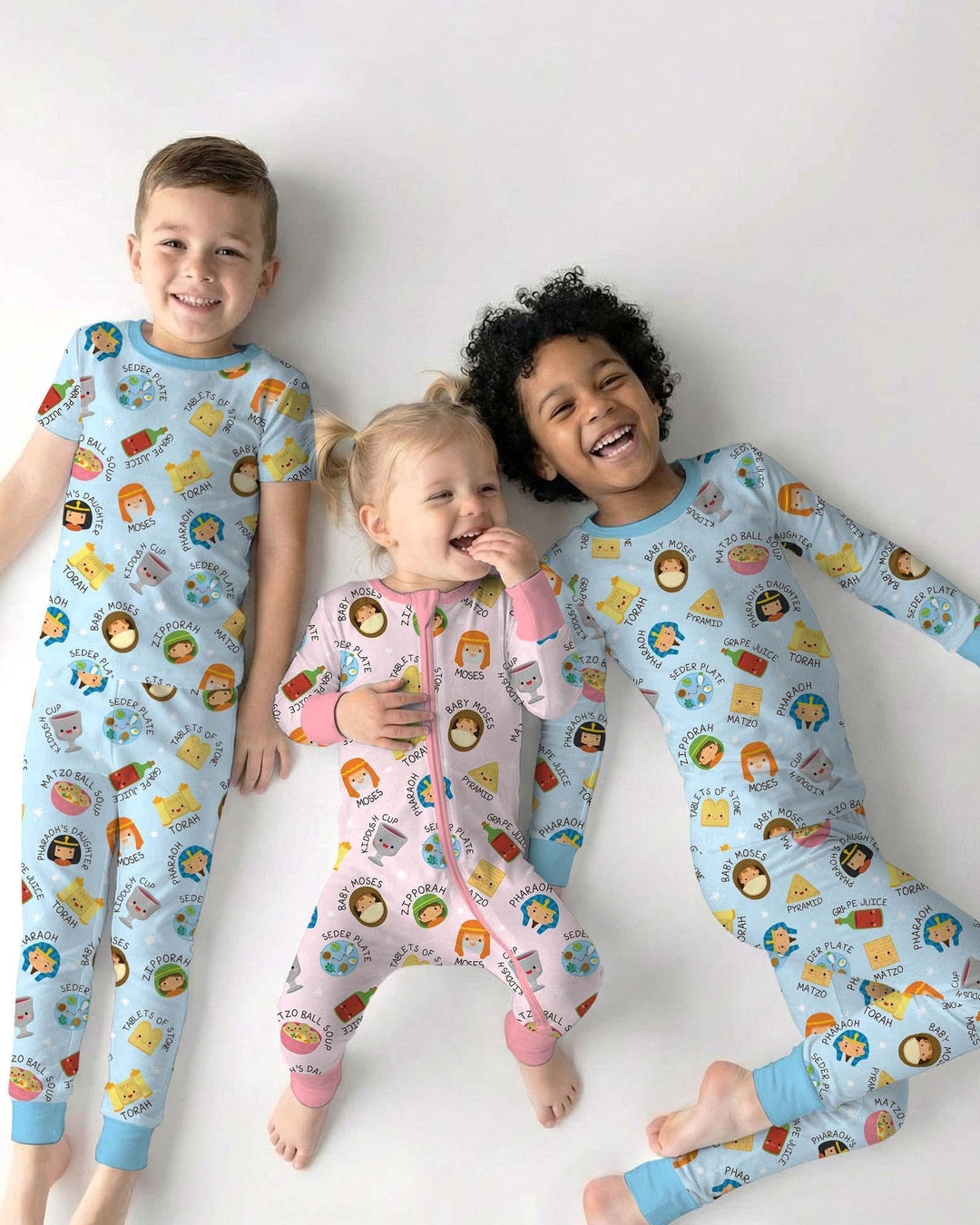 Cute Passover Characters Bamboo Two Piece Long Sleeve Pajama Set