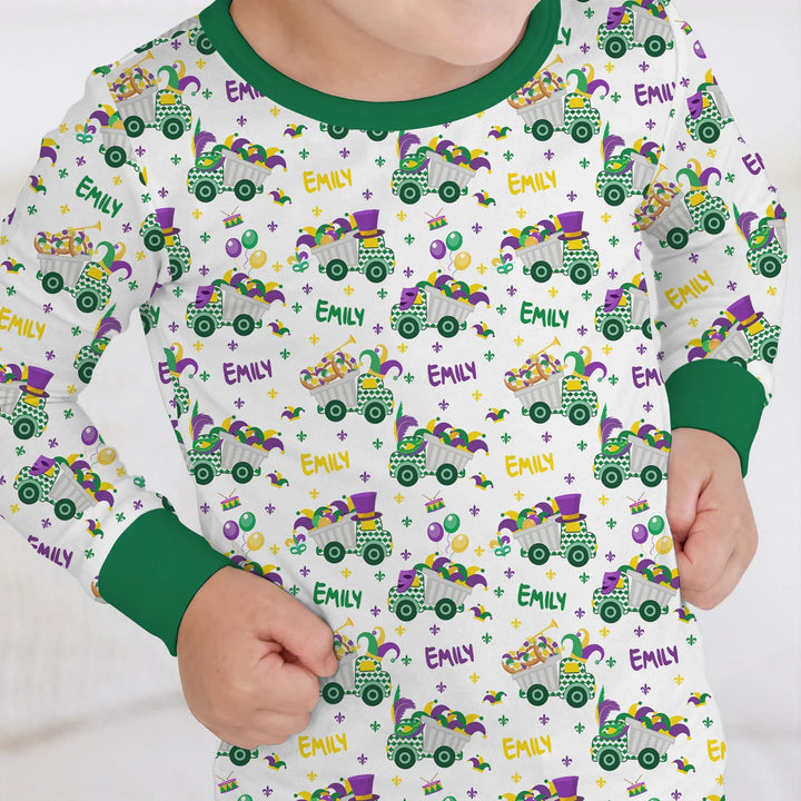 Mardi Gras Trucks Bamboo Two Piece Long Sleeve Pajama Set