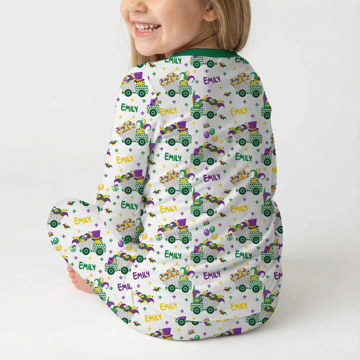 Mardi Gras Trucks Bamboo Two Piece Long Sleeve Pajama Set