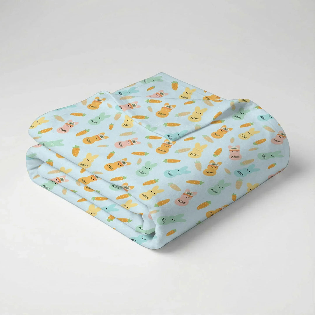 Custom Name Easter Bunny swaddle blanket