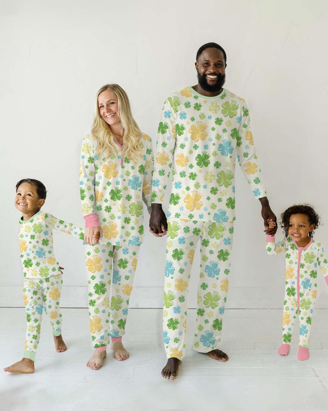 Shamrocks Print St. Patrick's Day Bamboo Two Piece Short Sleeve Pajama Set