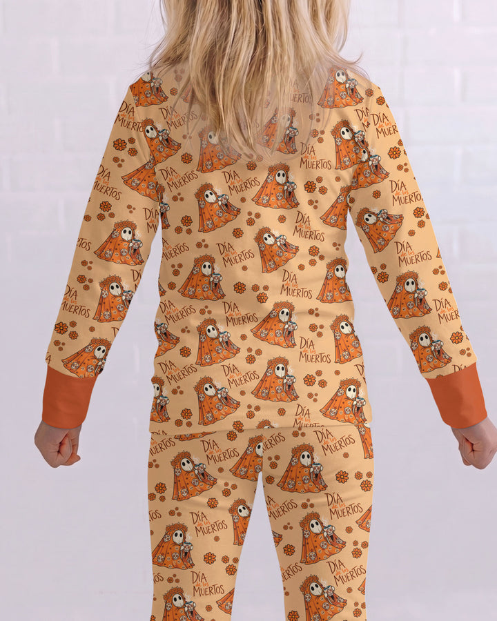 Día De Los Muertos Spooky Bamboo Two Piece Long Sleeve Pajama Set