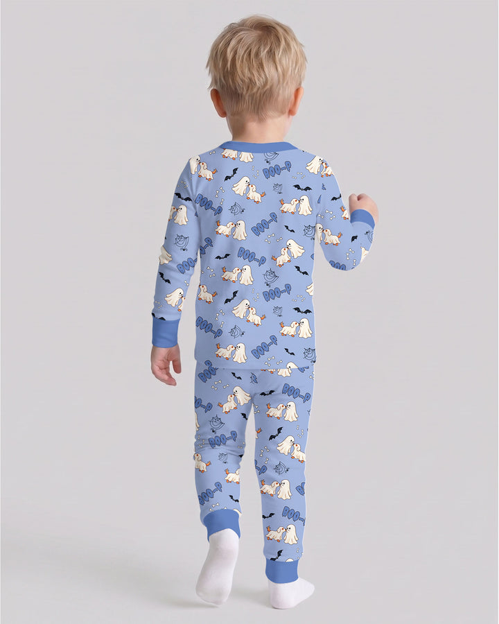 Boo-P Ghost Dog Bamboo Two Piece Long Sleeve Pajama Set