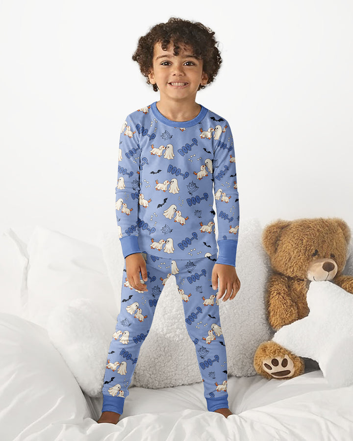 Boo-P Ghost Dog Bamboo Two Piece Long Sleeve Pajama Set