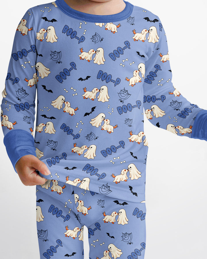 Boo-P Ghost Dog Bamboo Two Piece Long Sleeve Pajama Set