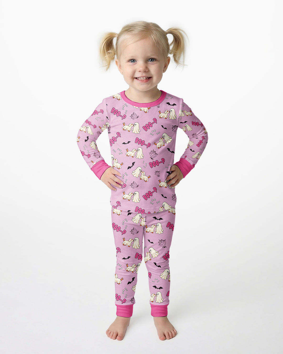Boo-P Ghost Dog Bamboo Two Piece Long Sleeve Pajama Set