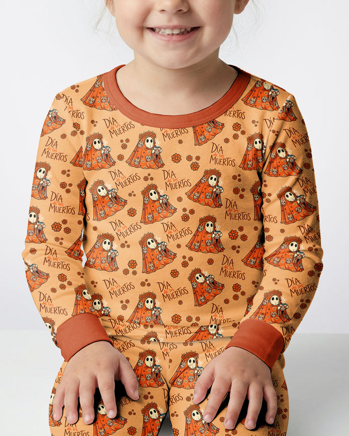 Día De Los Muertos Spooky Bamboo Two Piece Long Sleeve Pajama Set