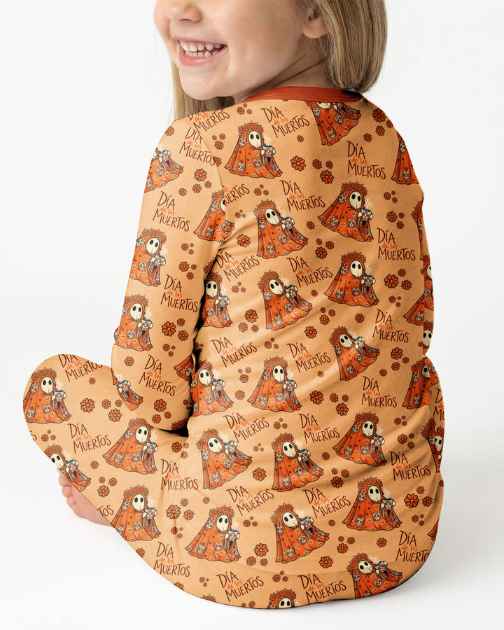 Día De Los Muertos Spooky Bamboo Two Piece Long Sleeve Pajama Set