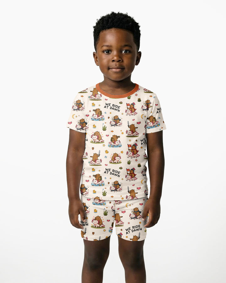 We Ride At Dawn Bamboo Two Piece Short Sleeve Shorts Pajama Set