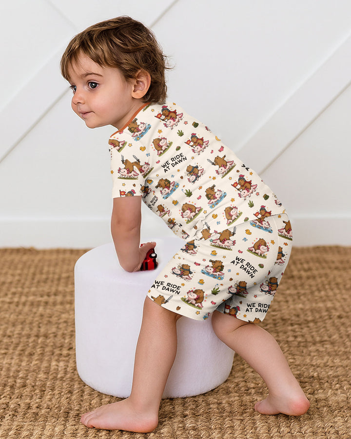 We Ride At Dawn Bamboo Two Piece Short Sleeve Shorts Pajama Set