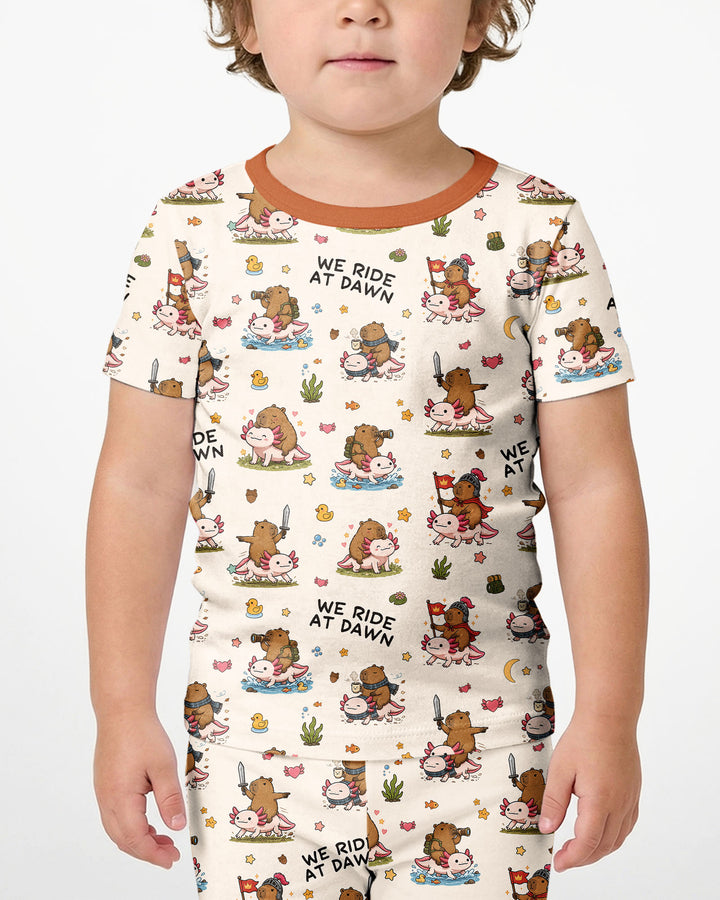 We Ride At Dawn Bamboo Two Piece Short Sleeve Shorts Pajama Set