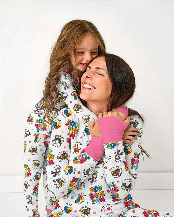 God Says I Am Autism Awareness Bamboo Two Piece Long Sleeve Pajama Set