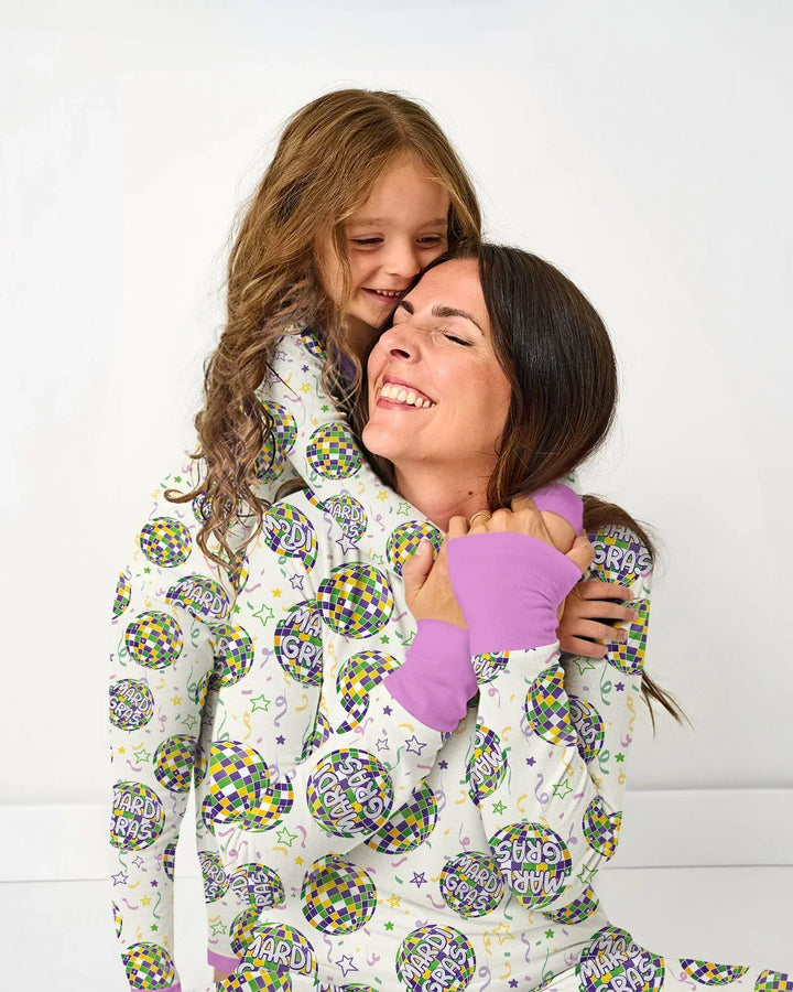 Mardi Gras Disco Ball Bamboo Two Piece Short Sleeve Pajama Set