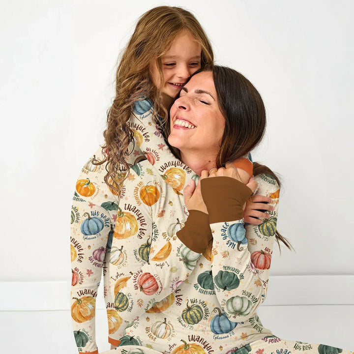 Christian Thanksgiving Two Piece Long Sleeve Pajama Set , Christian Thanksgiving Two Piece Long Sleeve Pajama Set - 12-18M / Chocolate Brown