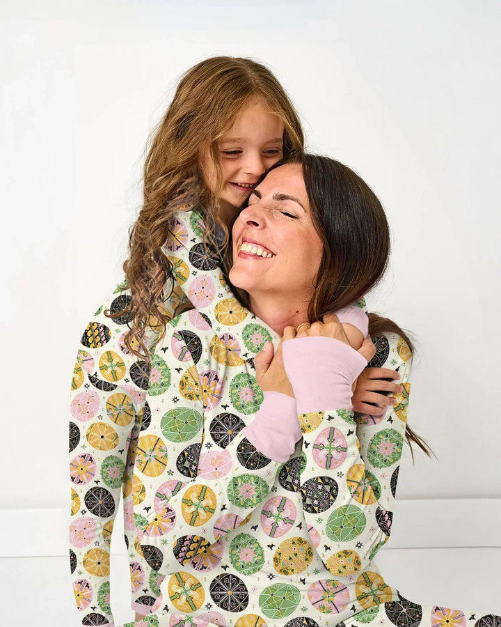 Pysanky Eggs Family Matching Bamboo Two Piece Long Sleeve Pajama Set