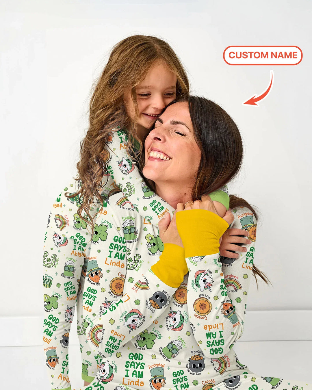 Personalized God Says I Am St. Patrick's Day Family Matching Bamboo Two Piece Long Sleeve Pajama Set