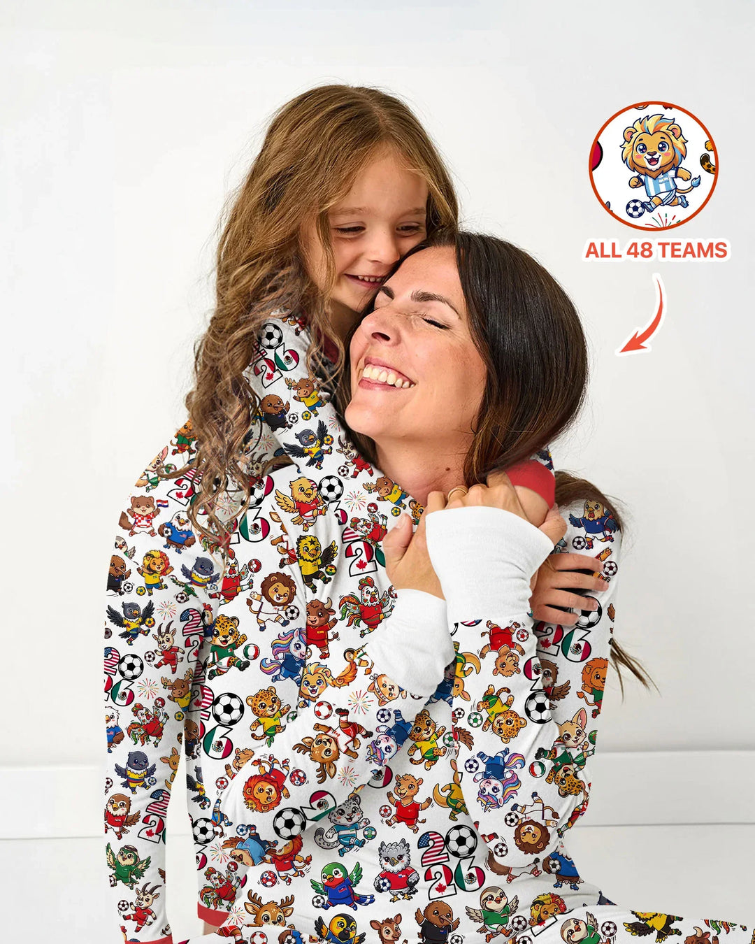 Kawaii Animals Soccer Tour 2026 Family Matching Bamboo Women Pajama Set
