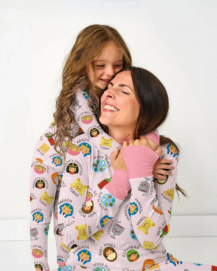 Cute Passover Characters Bamboo Two Piece Long Sleeve Pajama Set