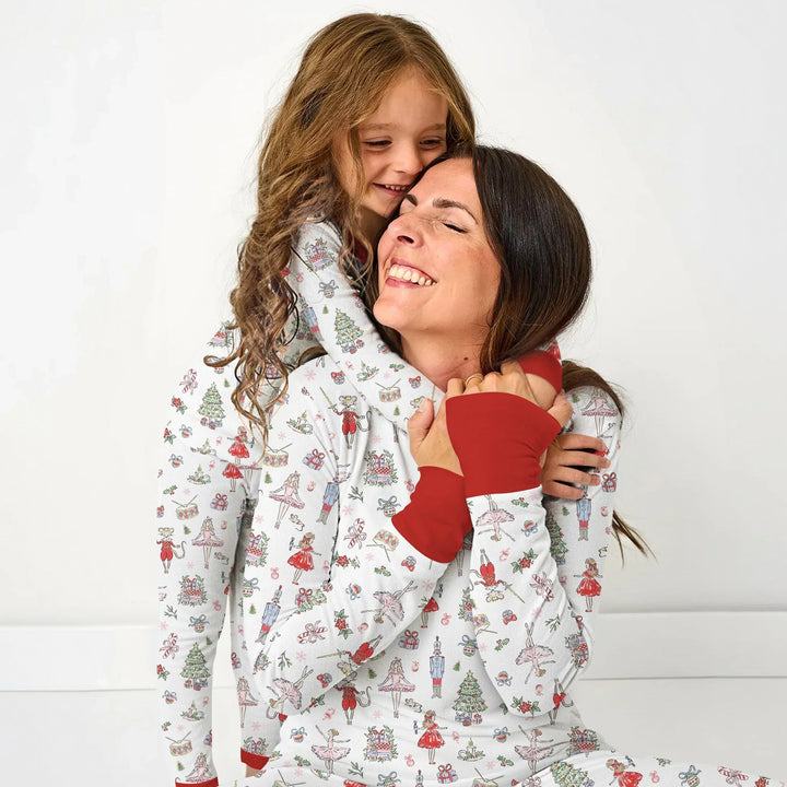Sweet Nutcracker Holiday Matching Mom And Baby Bamboo Two Piece Long Sleeve Pajama Set