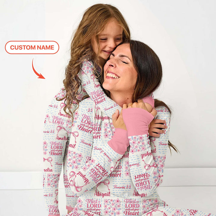 Trust The Lord With All Your Heart Custom Name Bamboo Women Pajama Set