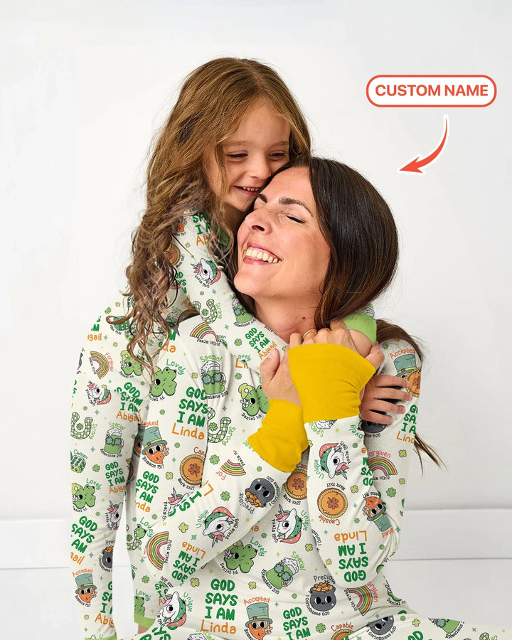 Personalized God Says I Am St. Patrick's Day Family Matching Bamboo Women Pajama Set