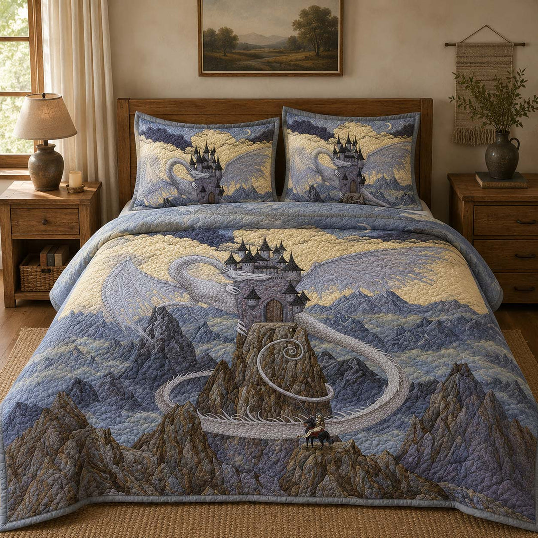 Moonlit Castle Dragon Bamboo Quilt Bedding Set