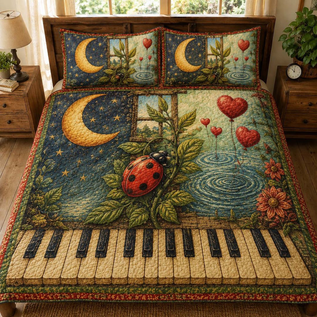 Moonlit Ladybug Melody Bamboo Quilt Bedding Set