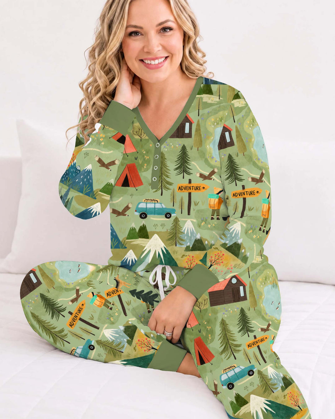 Mountain Camping Adventure Bamboo Women Pajama Set