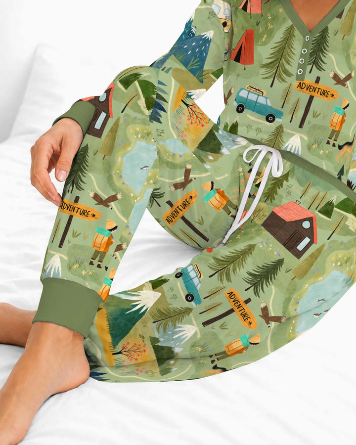 Mountain Camping Adventure Bamboo Women Pajama Set